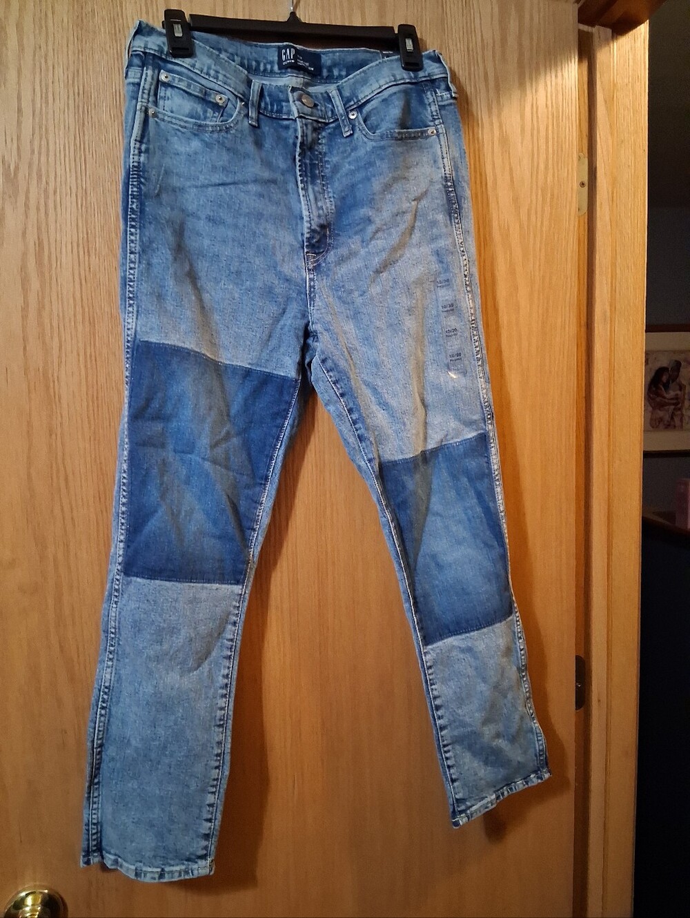 Gap High-Rise Vintage Slim jeans size 10/30R. 2 Toned , Patchwork Like